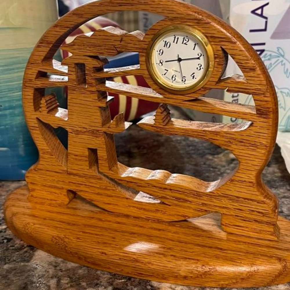 Handmade wooden Light House clock